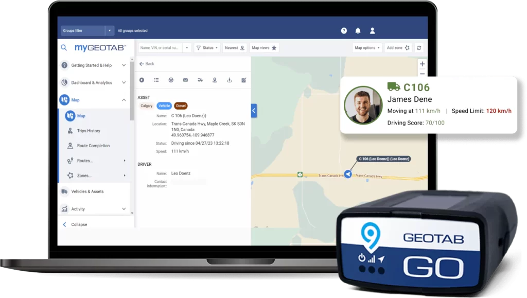 Real-time GPS fleet tracking system interface